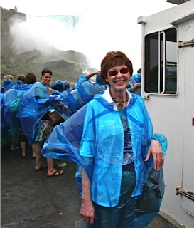 a drenched Sara and Robb at Nigara Falls